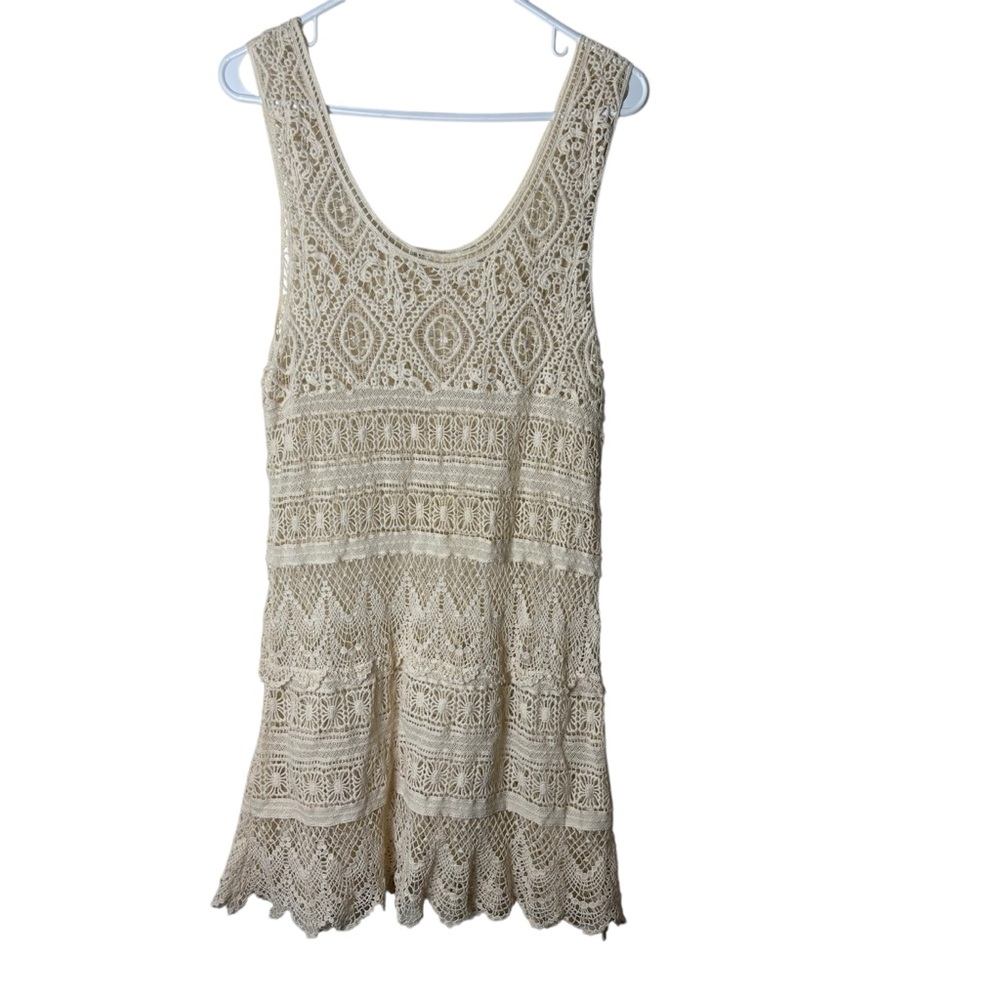 Cream cotton crocheted semi sheer beach cover up dress mermaidcore